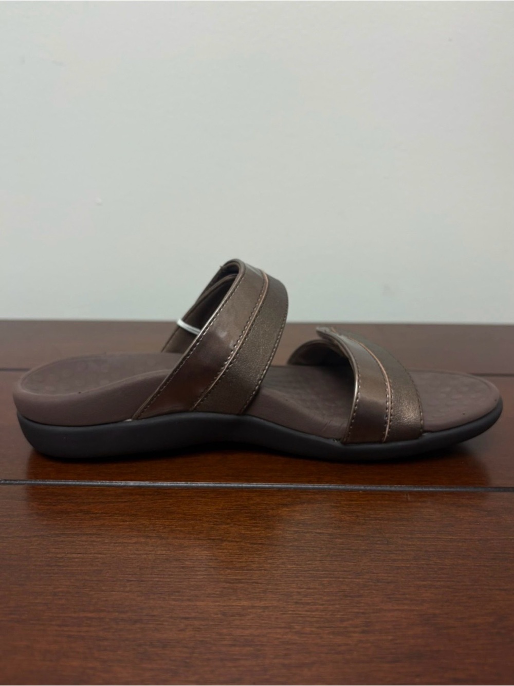 Vionic Metallic Bronze Shore Double-Strap Slide Sandal 11 - Picture 4 of 12